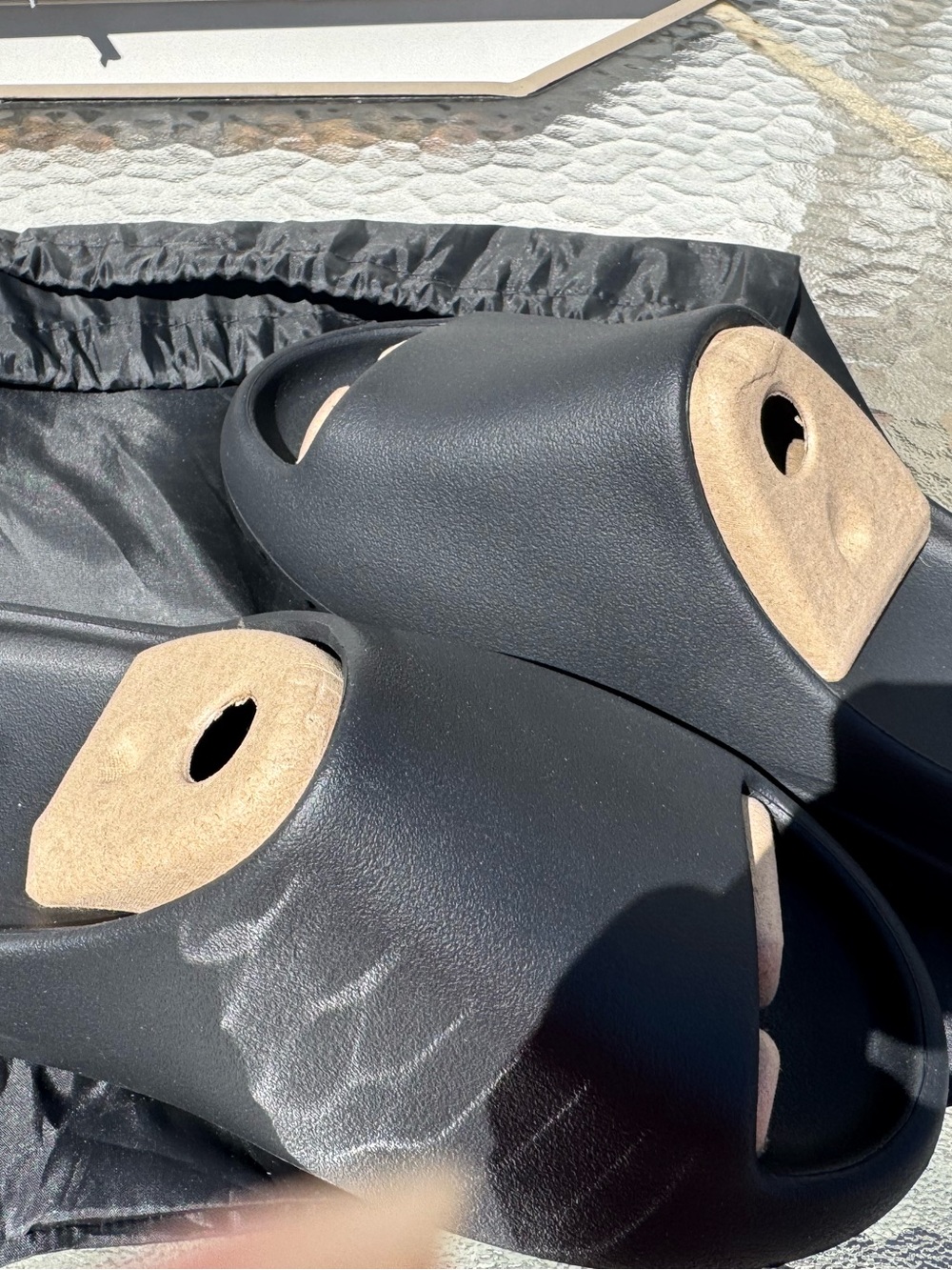 Yeezy slides brand new in Black Drawstring Shoe Bag